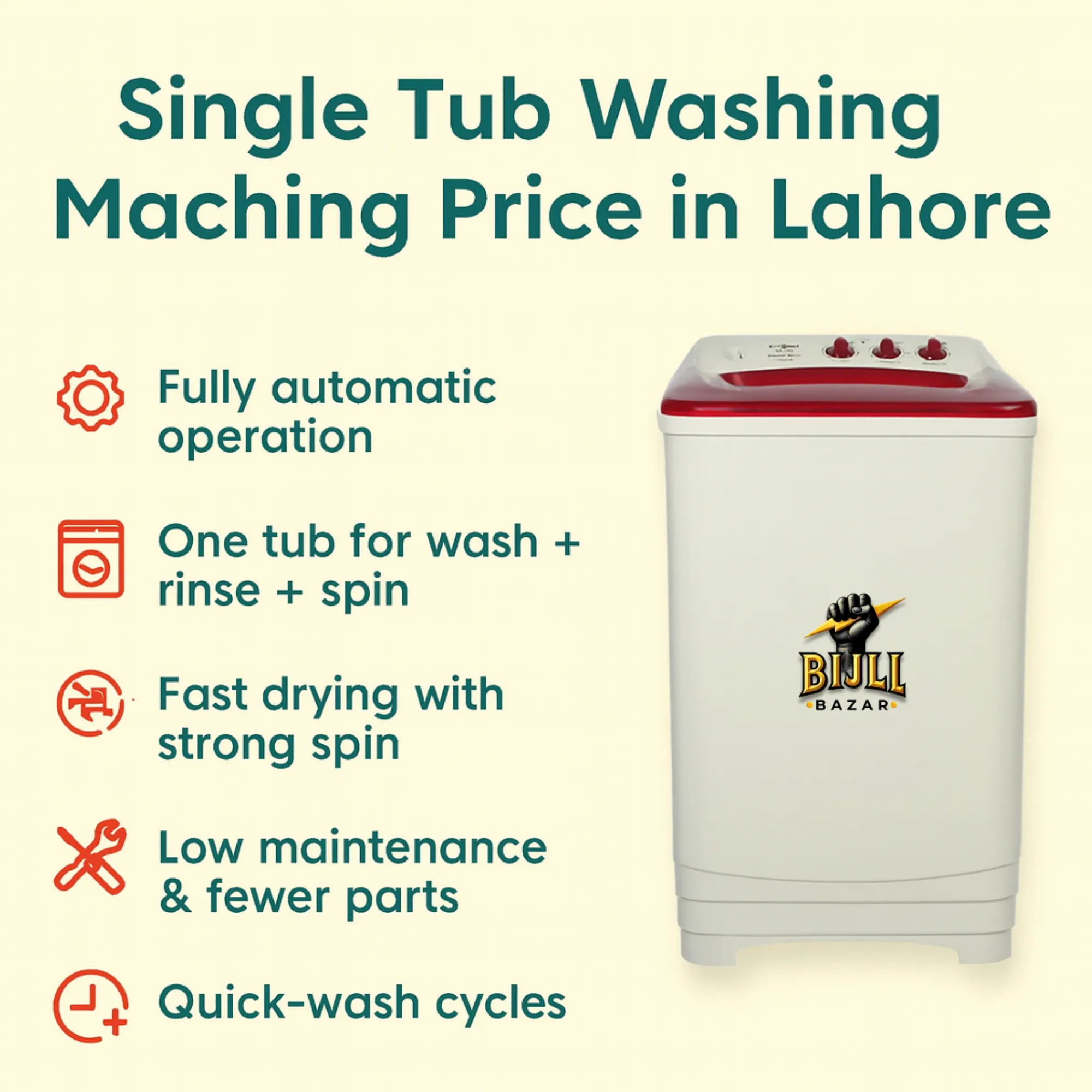Single Tub Washing Machine Price in Lahore
