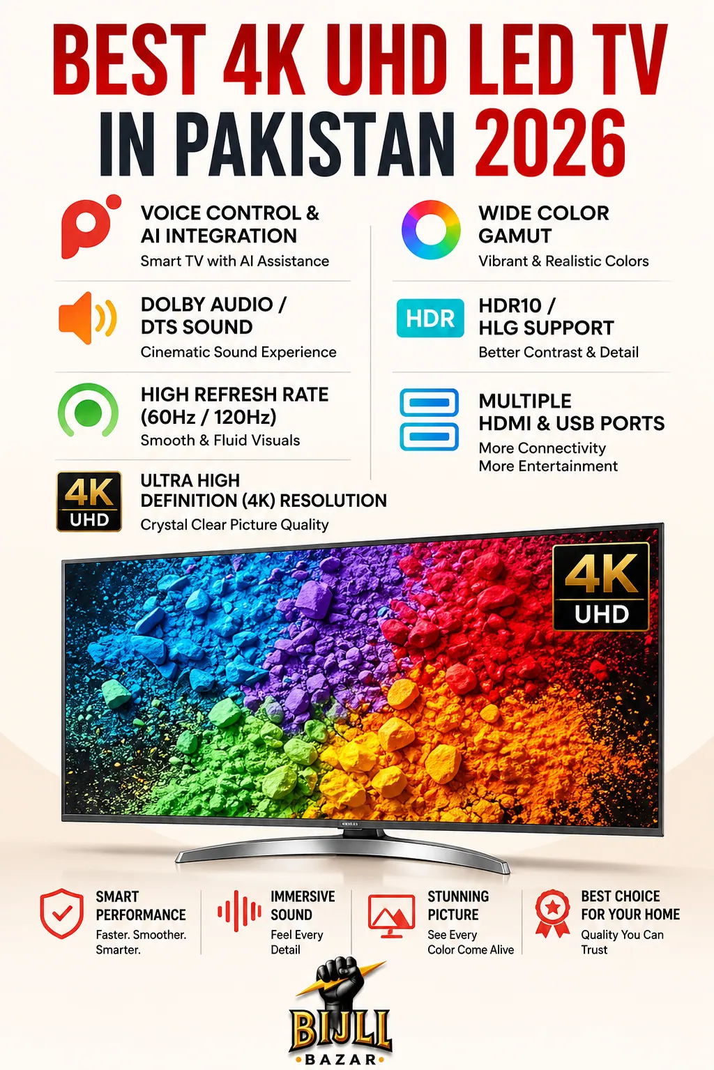 4K UHD LED TV Price in Lahore 2026