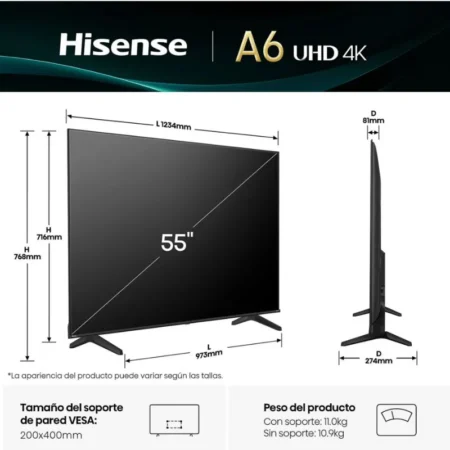 Hisense 55A6Q 55 Inches QLED 4K UHD VIDAA Smart TV